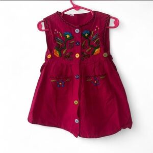 Source Unknown Magenta Embroidered Button-Front Kids Dress